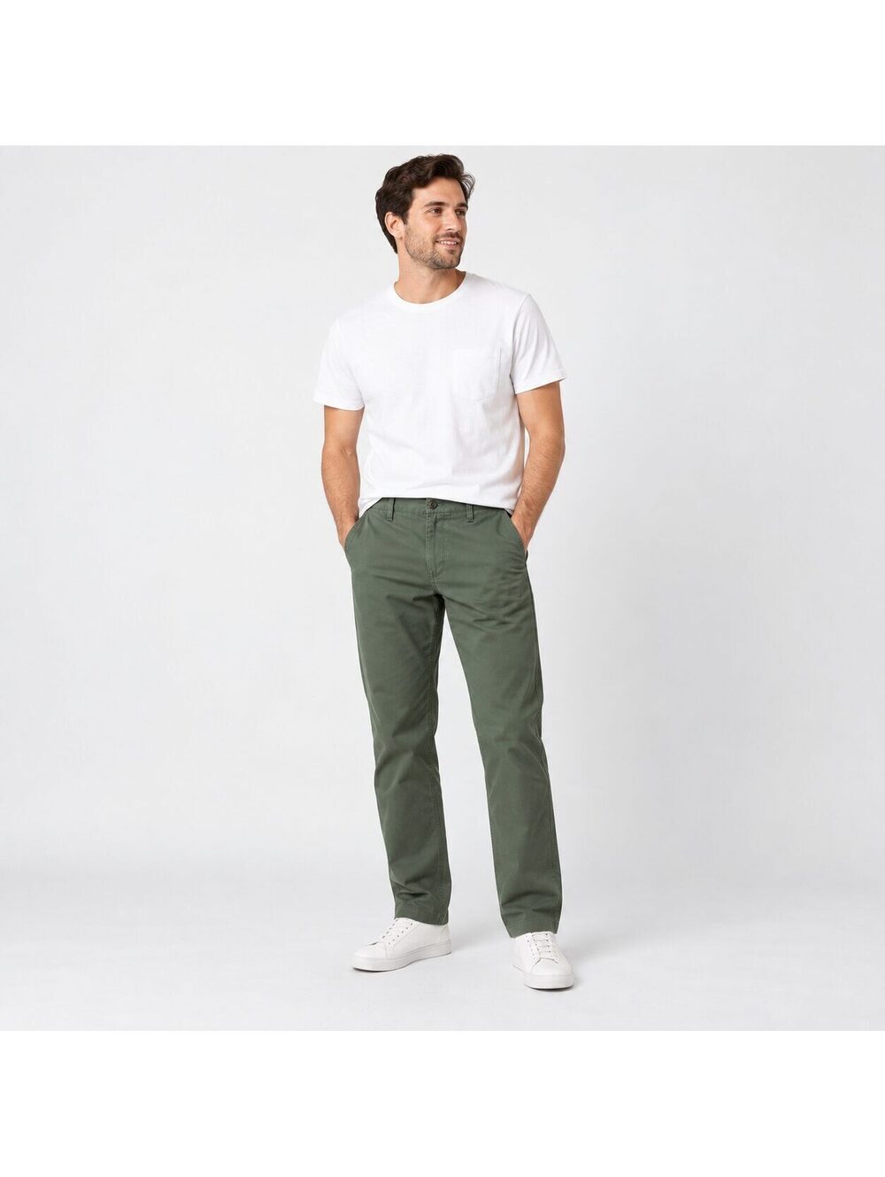 Uniqlo Men's Olive Green Cotton Chino Pants Straight Leg 33x34